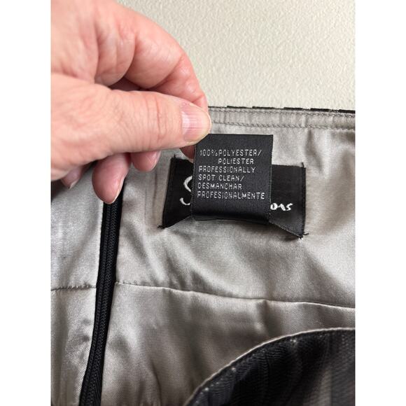 SL Fashions Black & Silver Babydoll Sheer Lace Cocktail Dress | Size 14 - Picture 13 of 13